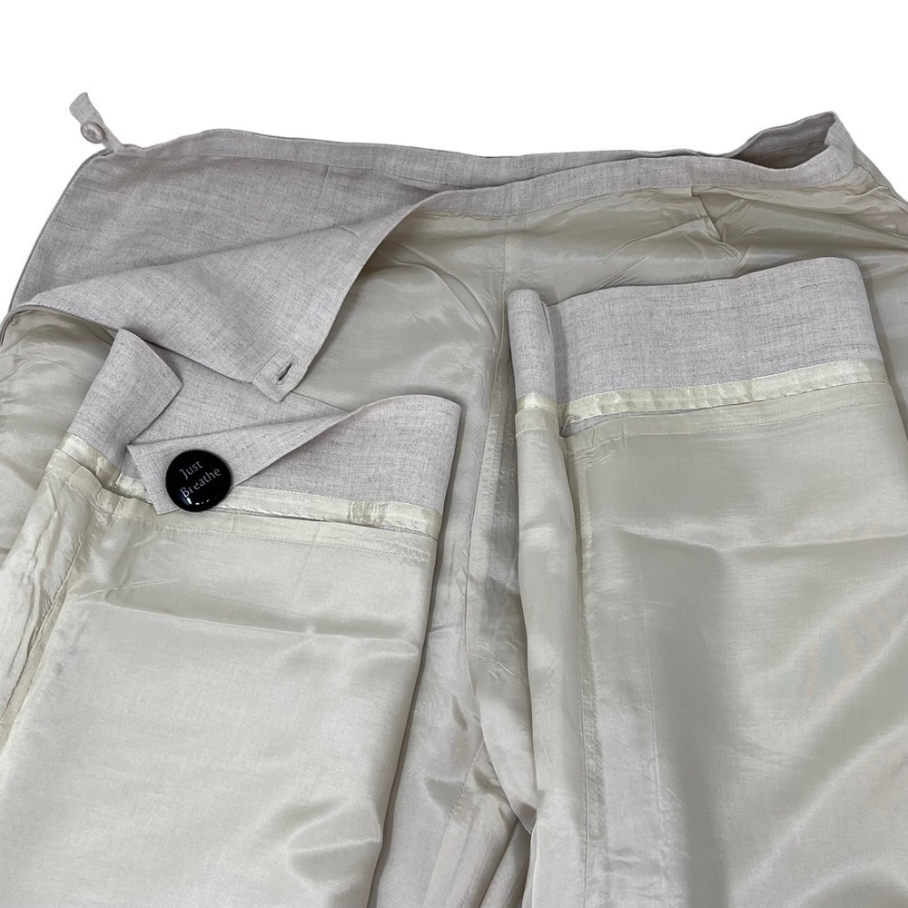 Annie Alexander Wide Leg Cropped Ankle Slacks Size 14 Ivory Linen Side Zip Lined - Picture 11 of 12